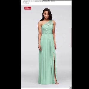 Lace One Shoulder Formal Dress in Mint Green